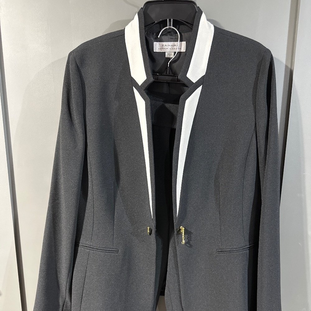 Tahari black and ivory suit